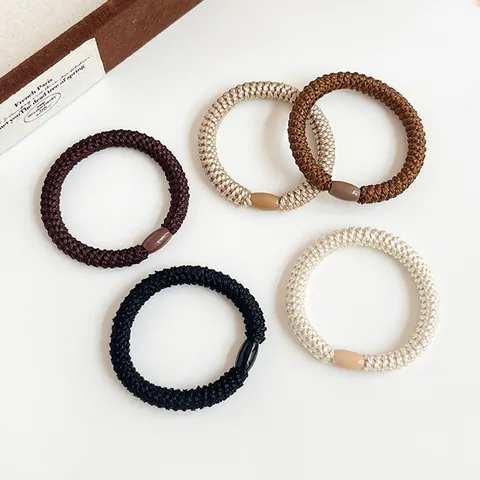 Elastici per Capelli Intrecciati ad Alta Elasticità da Donna in Nylon Toni della Terra Scrunchies Fatti a Mano Minimalisti