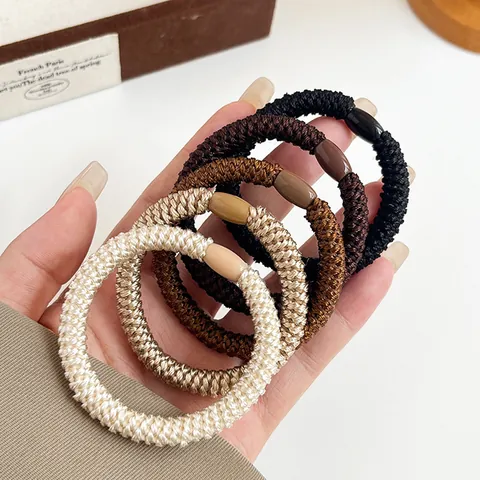 Damen Hochelastisch Geflochtene Haargummis Nylon Erdtöne Pferdeschwanzhalter Handgefertigt Scrunchies Minimalistisch Haarschmuck