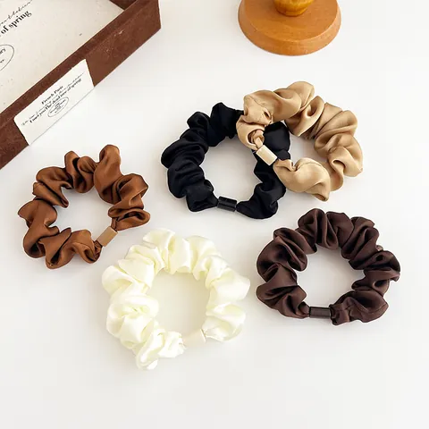 Chouchous en Satin Vintage Français Élastiques à Cheveux Haute Élasticité Bandeaux Plissés Avec Boucle Décorative Pour Femmes Filles Accessoires de Cheveux Quotidiens