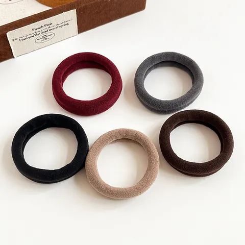 Hochelastische Nahtlose Haargummis Für Damen Dicke Nylon Handtuch Scrunchies Für Pferdeschwanz Langlebige Einfarbige Haarbänder Zubehör