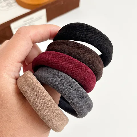 Hochelastische Nahtlose Haargummis Für Damen Dicke Nylon Handtuch Scrunchies Für Pferdeschwanz Langlebige Einfarbige Haarbänder Zubehör