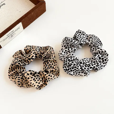 Korean Retro Leopard Print Scrunchie High Elasticity Hair Tie Fashionable Versatile Ponytail Hair Band Accessory For Women
