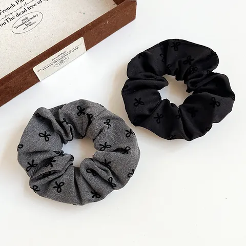 Minimalist Cloth Scrunchies Heart Polka Dot Bow Pattern Elastic Hair Ties Elegant Ponytail Holder For Women Hair Accessories