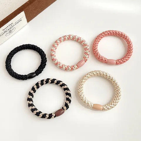 Élastiques à Cheveux Tressés à Haute Élasticité pour Femmes Support de Queue de Cheval en Nylon Durable avec Boucle en Résine