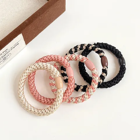 Élastiques à Cheveux Tressés à Haute Élasticité pour Femmes Support de Queue de Cheval en Nylon Durable avec Boucle en Résine