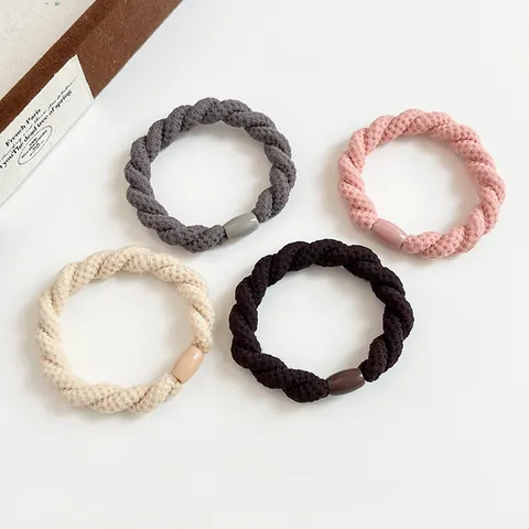 Élastiques à Cheveux Torsadés Tressés Minimalistes à Haute Élasticité pour Femmes Attache Queue de Cheval Épaissie sans Couture