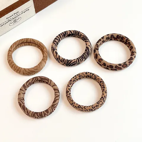 Retro Leopard Print Hair Ties High Elasticity Nylon Hair Bands Animal Pattern Ponytail Holder Women Hair Accessories