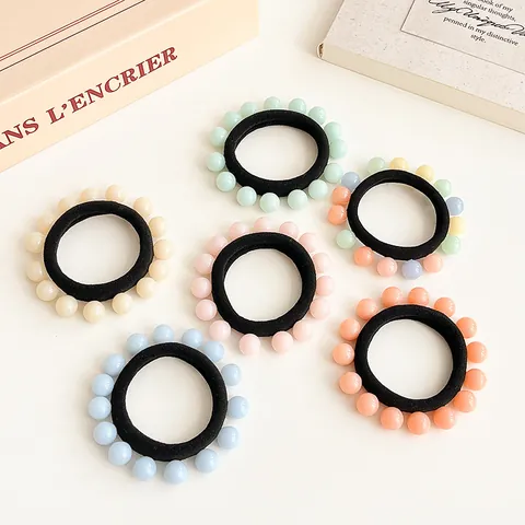 Macaron Snoep Kleur Hars Parel Kraal Haarelastiek Hoge Elasticiteit Naadloze Rubberband Zoete Paardenstaarthouder Koreaanse Haaraccessoires Voor Vrouwen