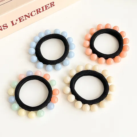 Macaron Snoep Kleur Hars Parel Kraal Haarelastiek Hoge Elasticiteit Naadloze Rubberband Zoete Paardenstaarthouder Koreaanse Haaraccessoires Voor Vrouwen