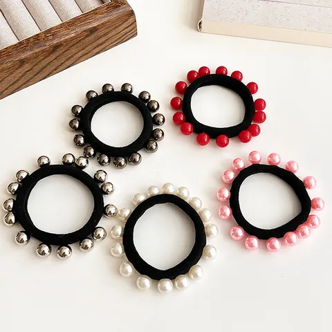 Hoge Elasticiteit Parelkralen Haarelastiekjes Voor Vrouwen Eenvoudige Paardenstaarthouder Duurzame Haarringen Veelzijdige Haaraccessoires