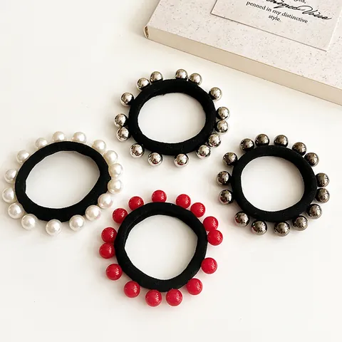 Hoge Elasticiteit Parelkralen Haarelastiekjes Voor Vrouwen Eenvoudige Paardenstaarthouder Duurzame Haarringen Veelzijdige Haaraccessoires