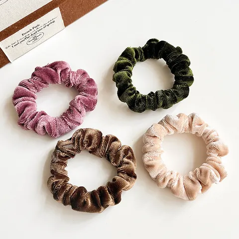 Vintage Fluweel Corduroy Scrunchies Hoge Elasticiteit Geplooide Haarelastiekjes Voor Vrouwen Meisjes Koreaanse Stijl Effen Kleur Haaraccessoires Ponytail Holder