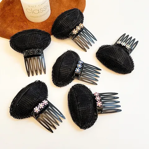 Invisible Hair Volumizing Insert Comb Rhinestone Flower Mesh Pad Non-Slip Hair Base Styling Tool For Women Daily Accessory
