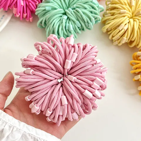 Ribbed Colorful Elastic Hair Ties For Kids Baby High Stretch Seamless Hair Bands Macaron Color Ponytail Holder Girls Hair Accessories