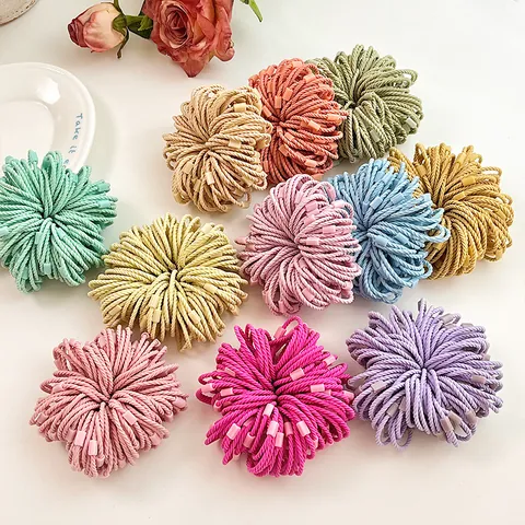 Kids Colorful Threaded Elastic Hair Ties High Stretch Ponytail Holders Spiral Texture Hair Rope Girls Hair Accessories