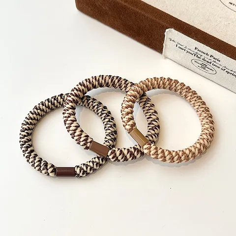 Women High Elasticity Woven Hair Ties Korean Style Durable Ponytail Holder Braided Hair Rings With Glitter Metallic Thread