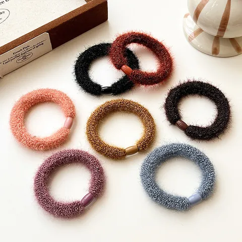Korean Style Thickened Plush Elastic Hair Ties For Women Soft Durable Ponytail Holders Hair Bands Solid Color Hair Accessories