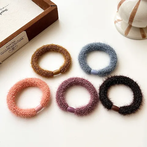 Korean Style Thickened Plush Elastic Hair Ties For Women Soft Durable Ponytail Holders Hair Bands Solid Color Hair Accessories