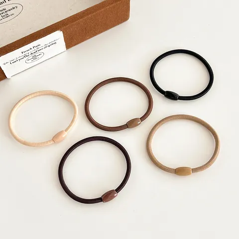 Hoge Elasticiteit Haarelastiekjes Minimalistische Aardetinten Nylon Gevlochten Paardenstaarthouders Stevige Haarbanden Voor Dames