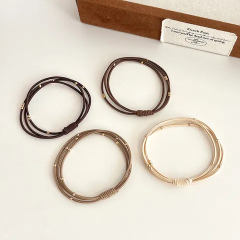 Koreaanse Stijl Eenvoudige Hoge Elastische Kralen Haarelastiekjes Meerstrengs Paardenstaart Haartouw Gouden Kralen Decoratie Voor Vrouwen Dagelijks