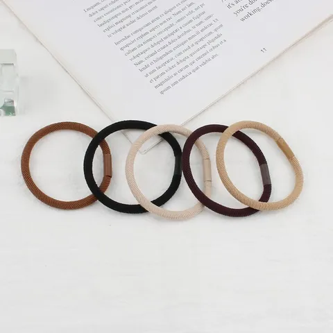 Solid Color Basic Hair Ties High Elastic Ponytail Holders Woven Seamless Hair Bands For Women Students Daily Hair Styling Accessories