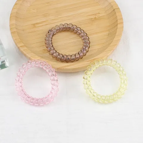 Hochelastische Spirale Telefonkabel Haargummis Transparent Bunt Ohne Markierung Haarringe Für Damen Mädchen Haarschmuck