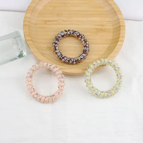 Élastiques à Cheveux Vintage à Fleurs Cordon de Téléphone Haute Élasticité Résine Spirale Scrunchies Pour Femmes Accessoires Cheveux