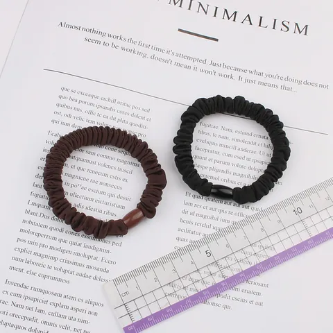 Coletero de Tela Plisada de Estilo Coreano Minimalista de Alta Elasticidad Con Cuenta Soporte para Coleta Elástico Versátil para Mujer