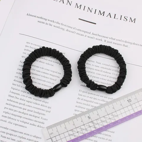 Coletero de Tela Plisada de Estilo Coreano Minimalista de Alta Elasticidad Con Cuenta Soporte para Coleta Elástico Versátil para Mujer
