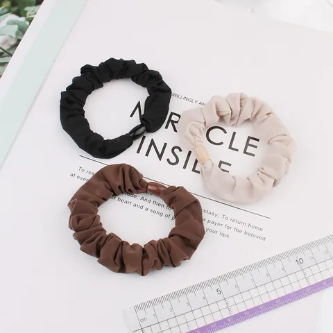Korean Style Fabric Pleated Scrunchie Simple Solid Color High Elastic Hair Tie For Women Daily Casual Headwear Accessory