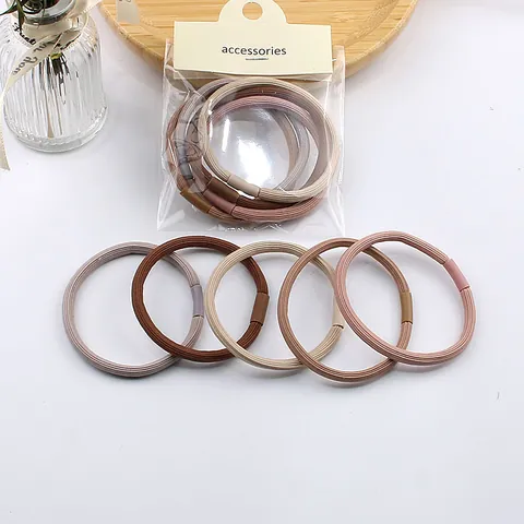 Women High Elastic Hair Ties Ribbed Texture Solid Color Scrunchies Minimalist Fashion Girls Ponytail Holders Daily Hair Styling Accessories