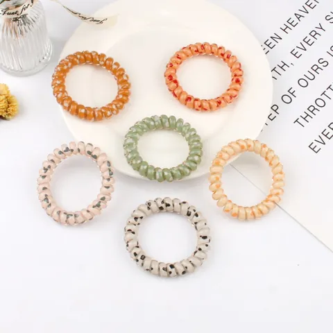 Korean Style Polka Dot Heart Pattern Spiral Hair Ties High Elasticity Telephone Wire Hair Rings For Women Girls Hair Accessories