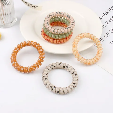 Korean Style Polka Dot Heart Pattern Spiral Hair Ties High Elasticity Telephone Wire Hair Rings For Women Girls Hair Accessories