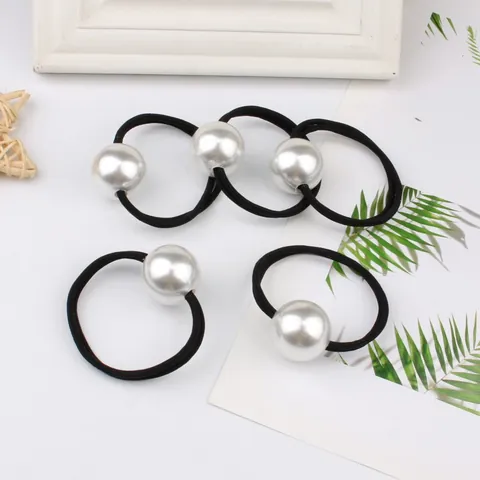 Coletero con Perla Artificial de Imitación Minimalista Banda de Goma Negra Alta Elasticidad Accesorios Elegantes para Cabello Mujer Niñas