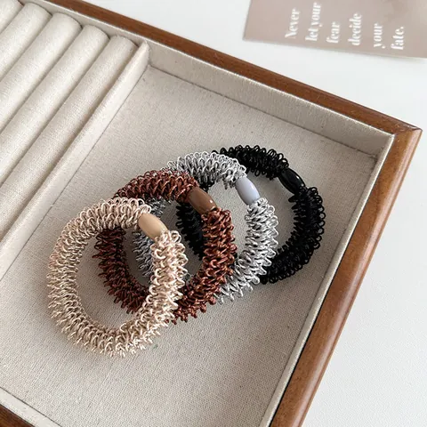 Élastiques à Cheveux Spirale Tissés Haute Élastique pour Femmes Support Queue de Cheval Sans Trace Anneaux de Cheveux Épais Minimalistes