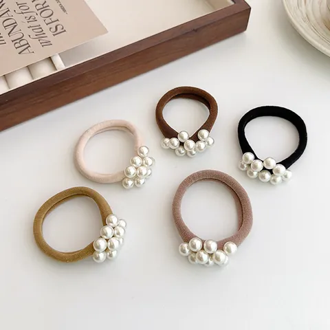 Koreanischer Stil Minimalistische Perlen Haargummi Hohe Elastische Nahtlose Gummiband Für Damen Mädchen Elegante Tägliche Haarschmuck