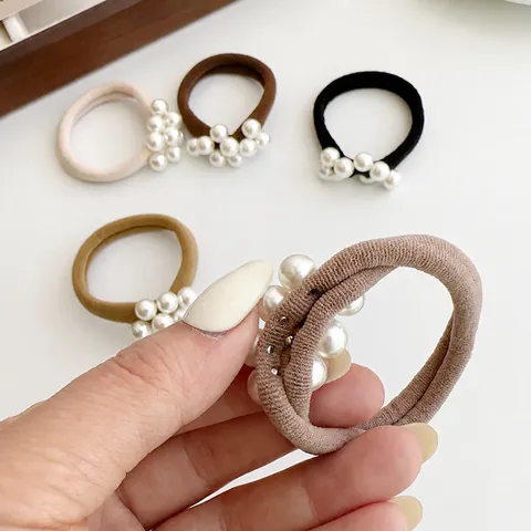 Koreanischer Stil Minimalistische Perlen Haargummi Hohe Elastische Nahtlose Gummiband Für Damen Mädchen Elegante Tägliche Haarschmuck