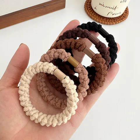 Korean Style High Elastic Braided Hair Ties For Women Thickened Durable Twist Hair Rings Minimalist Earth Tone Ponytail Holders Daily Accessories