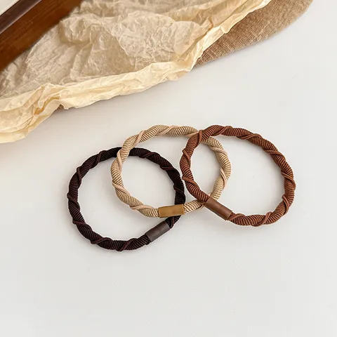 Women High Elasticity Twisted Spiral Hair Ties Minimalist Earth Tones Ponytail Holders Durable Woven Hair Accessories Jewelry
