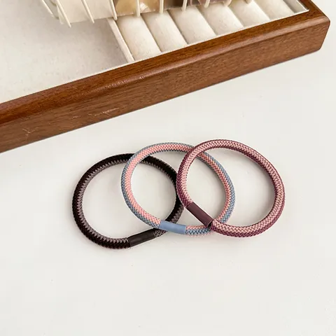 Coleteros Trenzados de Alta Elasticidad para Mujer Soporte de Coleta Minimalista Color de Contraste Diademas para el Cabello Hechas a Mano de Cordón