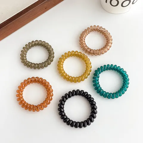 Spiral Hair Ties Telephone Wire Hair Bands For Women High Elasticity Plastic Resin No Crease Traceless Ponytail Holders
