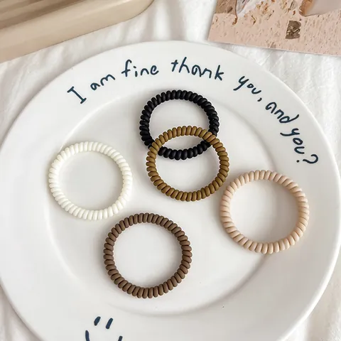 Matte Telephone Wire Hair Ties High Elastic Plastic Resin Spiral Hair Rings Seamless No Crease Hair Ties For Women Girls