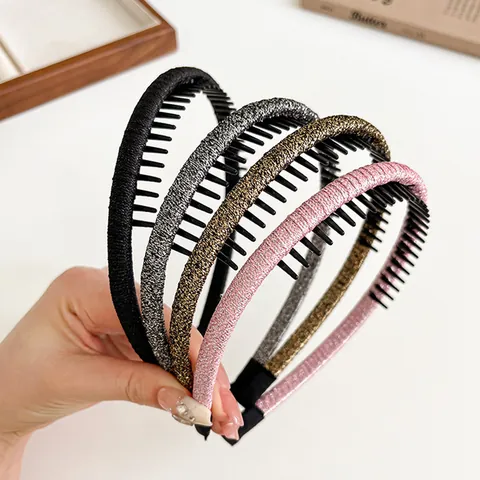 Glitters Haarband Antislip Met Tanden Koreaans Simpel Glinsterend Hars Haarband Elegant Dun Haar Accessoires Vrouwen