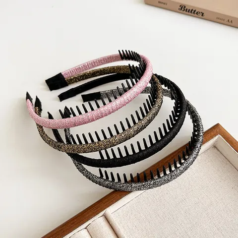 Glitters Haarband Antislip Met Tanden Koreaans Simpel Glinsterend Hars Haarband Elegant Dun Haar Accessoires Vrouwen