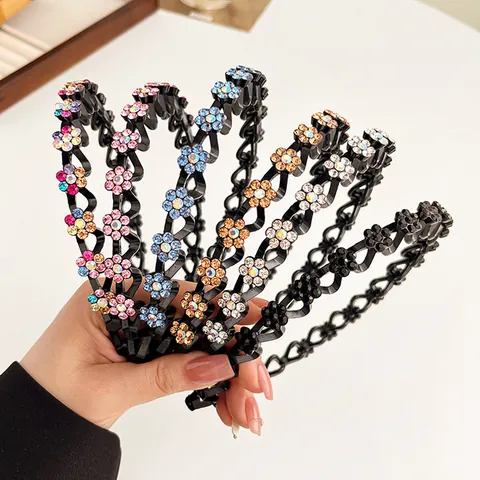 Golvende Strass Bloem Haarband Antislip Hars Haar Hoop Voor Vrouwen Meisjes Mode Haaraccessoires