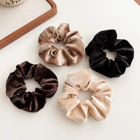French Vintage Velvet Scrunchies High Elastic Hair Ties Elegant Solid Color Large Hair Rings For Women Daily Hair Accessories