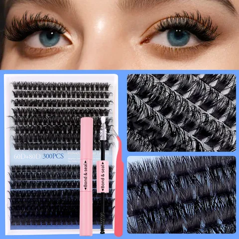 Individual Cluster Lashes 60D 80D Eyelash Extensions With Dual End Bond Seal And Tweezer Voluminous Natural Makeup For Women