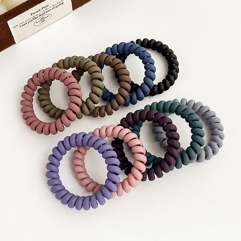Élastiques à Cheveux Spirale Mats Fil de Téléphone Haute Élasticité Sans Traces Bandeaux en Résine pour Femmes Filles