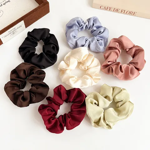 Französische Einfarbige Satin Haargummis Hohe Elastizität Große Pferdeschwanz Halter Dutt Haarseil Damen Elegant Zubehör