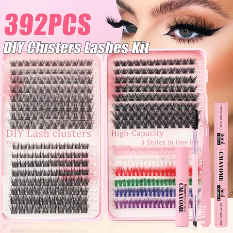 DIY Eyelash Clusters Mixed Multi Color False Eyelashes With Bond Seal Remover Tweezer Brush D Curl Lash Extension Makeup
